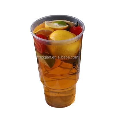 China Large Capacity 1000ml 32oz Disposable Eco-Friendly Disposable Drinks PP/PLA Transparent Cold Plastic Cup With Lid for sale