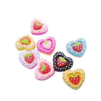 China Fashion Love Strawberry Cake Resin DIY Accessories Children's Jewelry Mobile Phone Case Stationery Box Flat Pendant Material for sale