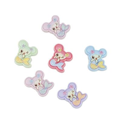 China European and American style cartoon mermaid accessories DIY hair accessories refrigerator sticker brooch phone case resin material accessories for sale