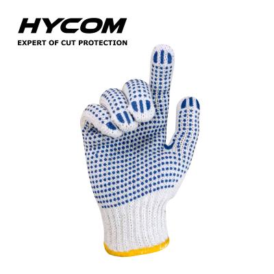 China Cut Glove Hycom Cotton Fiber Builders Heavy Duty PVC Dotted Safety Work Gloves for sale