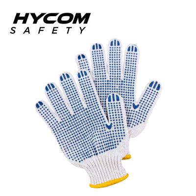 China Heavy Duty Glove Hycom Cut Sides Double Dot PVC String Knit Cotton Fiber Gloves for sale