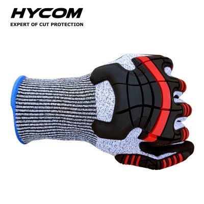 China Hycom BTR4L Sandy Nitrile Anti Impact Protection Glove Cut Level Tpr Resistant Mechanic 4 Gloves 13g for sale