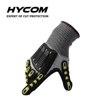 China Cut Resistant Glove Hycom S5TP Nitrile Coated Impact Resistance Level 5 Mechanic Shockproof Gloves for sale