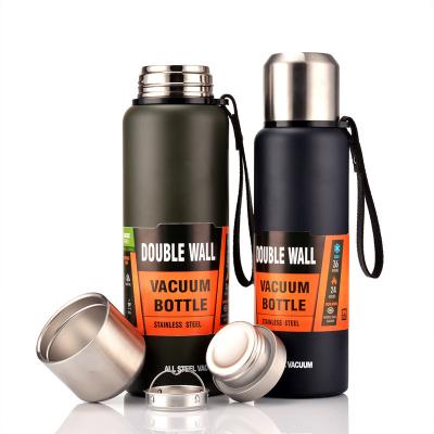 China Portable Stainless Steel 1000ml Travel Car Large Capacity Vacuum Stocked Outdoor Water Bottle for sale