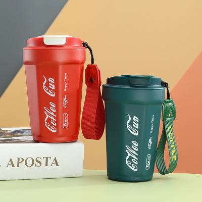 China Outdoor Cola Coffee Mug Car Stainless Steel Vacuum Stored Lovely Creative Lovely Mug With Rope Portable Convenient Coffee Mug for sale