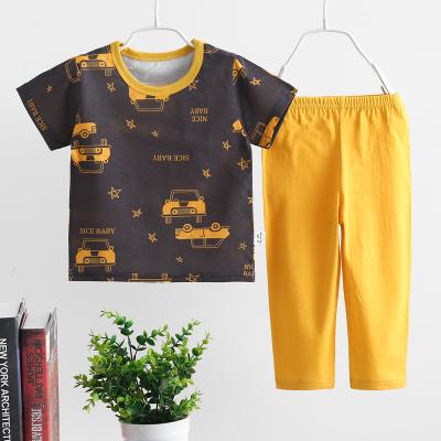 China Smart Casual Kids Children's Apparels Short Sleeve Long Pant Suits Cotton Pajamas Summer for sale