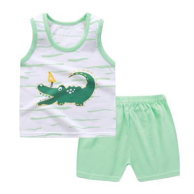 China Smart Casual Spring / Summer Thin Cotton Vest And Shorts Set For Kids for sale