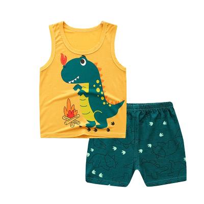 China Kids Smart Casual Clothing 100% Cotton Suits Sleeveless Cartoon Printing For Summer With Wholesale Price for sale