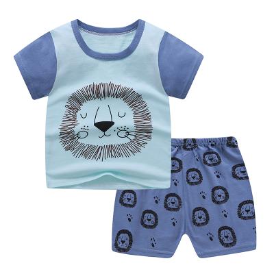 China Smart casual kids short sleeve t-shirt set pure cotton men's and women's summer shorts for kids lightly for sale