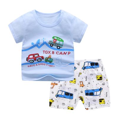 China Newest Design Boys And Girls Smart Casual Suit Summer Cotton Short Sleeve Sets Two Pieces Sets Kids Smart Casual Clothing for sale