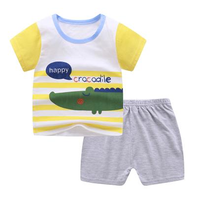 China Wholesale Factory Price Summer Casual Smart Sets Cotton Kids Short Sleeve With 2 Pcs Sets Cute Design Boys And Girls Pajamas for sale