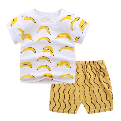 China Wholesale boys and girls summer casual smart suit cotton short sleeve pajamas sets kids apparels set two pieces with wholesale price for sale