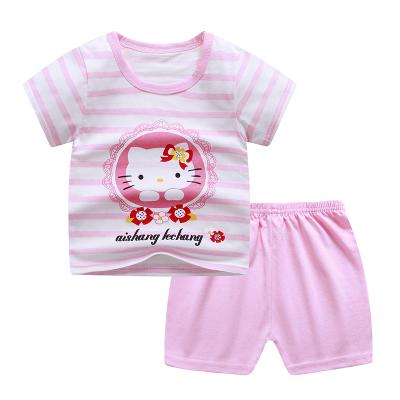 China Boys And Girls Smart Casual Suits Wholesale Price Summer Cotton Shorts Sleeve Children Sets Two Pieces Cartoon Design With Cheap Price for sale