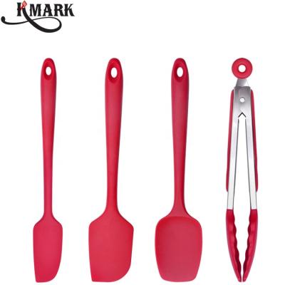 China Sustainable Food Grade Non-Stick BPA Free Silicone Kitchen Cooking 4 Pcs Baking Spatula Set For Cooking Utensils for sale