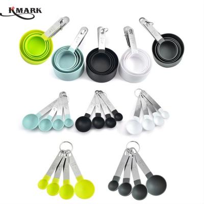 China Food Grade 8 Pcs Sustainable Eco Friendly Stainless Steel Handle Cake Coffee Kitchen Measuring Cups And Spoons Baking Tool Kit for sale