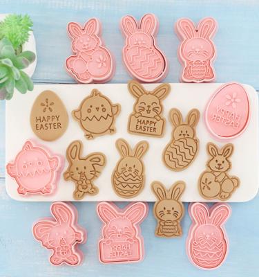 China Workable 8 Sets Animal Easter Cookie Cutter Mold Sets Cartoon Rabbit Easter Egg Cookie Press Fondle Baking Tool for sale