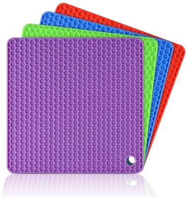 China America Amazon Kitchen Utensil Honeycomb Heat Resistant Silicone Sustainable Manufacturing Hot Pot Holder Mat Coaster for sale