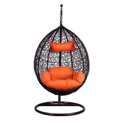 China Super Comfortable High Quality Comfortable Adult Bird's Nest Outdoor Rattan Wicker Balcony Balcony Double Seat Hanging Swing Chair With Metal Stand for sale