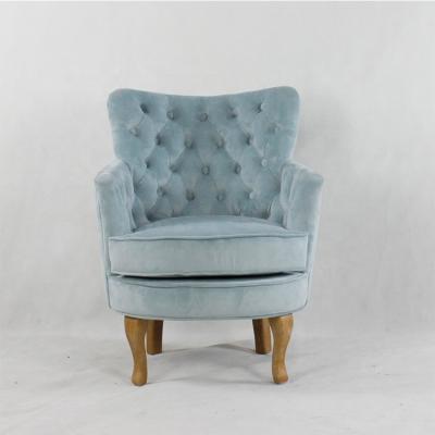 China Fashion Convertible Lightweight Luxury Simple Design Fabric Blue Velvet Cheap Imported Accent Sofa Chair for sale