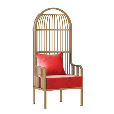 China Modern Luxury Hotel Iron King Steel Metal Chairs Huge Seats Birdcage Banquet Wedding Throne Chairs for sale