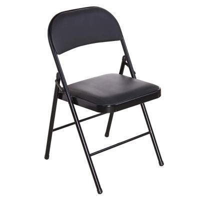 China Foldable Cheap Portable Metal Chair Furniture Custom Heavy Duty Black Folding for sale