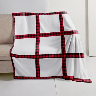 China Kingsub 9/18 panel sublimation blanks blanket wholesale flannel blanks 9/18 panel couch sublimation red thermal blanket for sale