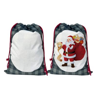 China Wholesale Christmas Decro Kingsub Masks Reusenseable Drawstring Sublimation Christmas Gift Canvas Bag for sale