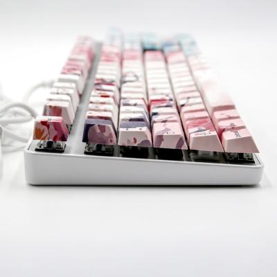 China Wireless Kingsub New Custom Mechanical Keycaps Sublimated White PBT Colored Sakura Cool Nice Keycap Set for sale