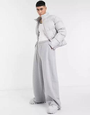 China Gray High Waisted Joggers Streetwear 100% Cotton Men Oversized Loose Thick Loose Super Anti-Static Pants Wide Leg Sweatpants for sale