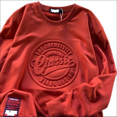 China Custom Sweatshirt Anti Shrink 3D Embossed Crewneck Sweater Unisex Logo 3D Embossed Plus Size Mens Hoodies for sale