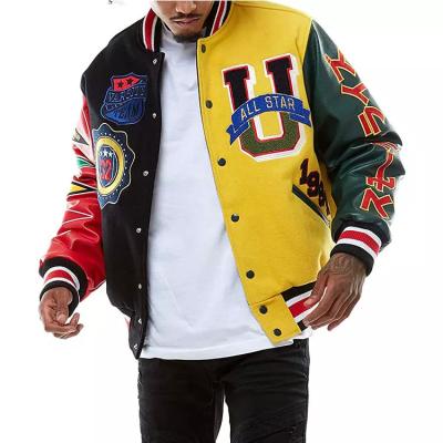 China OEM 100% viable winter wool chenille embroidery lettermans vintage custom baseball plus size mens jackets for sale