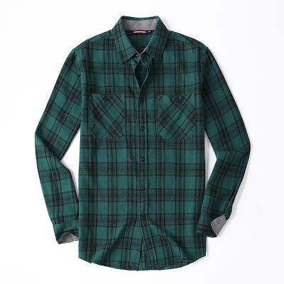 China Anti-pilling war horse men's plaid shirt flannel frosted thermal shirt men's European style and American casual men's shirt for sale