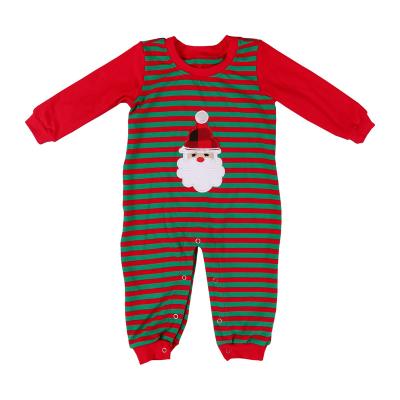 China Breathable Christmas Santa Claus Winter Pajamas Button Fin Rainbow Color Stripe Long Sleeves Soft Casual Kids Onesie Sleepwear for sale