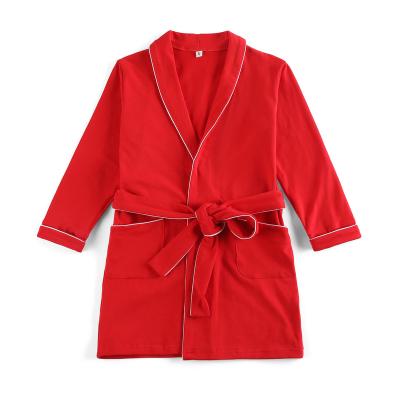 China Winter Red Empty Knitted Thermal Christmas Fabric Long Sleeves With Belt Pockets Kids Boys Long Dresses for sale