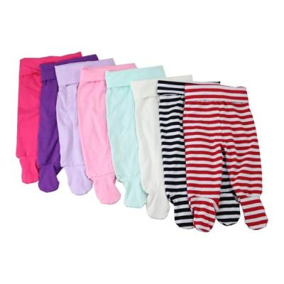 China Unisex Foot Pants Stripe Color Waist Anti-pilling Foot Pants Fashionable Children Pure Wide Elastic Cotton Foot Pants for sale