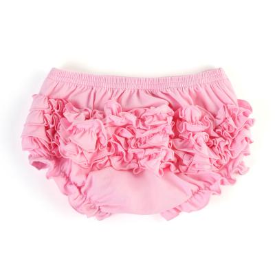 China Anti-wrinkle RTS NO MOQ Summer Babies Shorts With Ruffle Boutique Pink White Cotton Short Pants Custom Made For Baby Toddler for sale