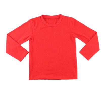 China New Arrival Solid Color Comfortable Long Sleeves Wear Anti-Shrink Knit Cotton Kids Boys T-Shirt for sale