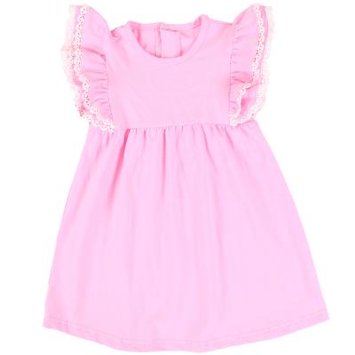 China high quality Gorgeous Anti-wrinkle smock dress knit cotton flutter lace pretty trim dress for girls for sale