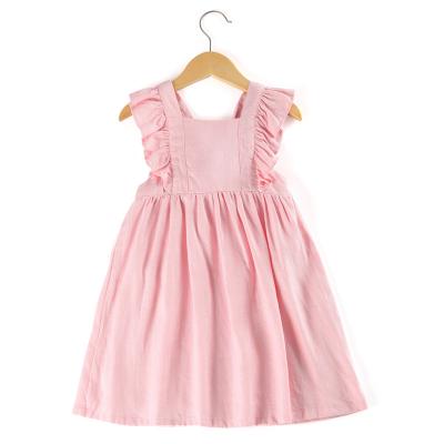 China White Anti-Static Canvas Pink Soft Sleeveless Boutique Summer Dresses Ruffle Kids Girls Dress for sale