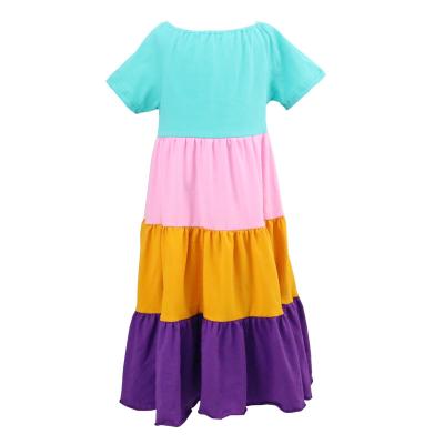 China 2022 Anti-Static Cotton Long Dresses O-Neck 95% Cotton Summer Maxi Dress Casual Party Kids Girls for sale