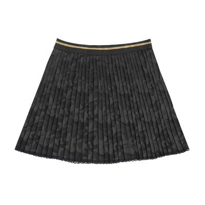 China New Autumn Fashion Jacquard Interlock Knitting Breathable Medium Elastic Waist Cute Kids Girls Pleated Skirts With Lace Band On The Bottom for sale