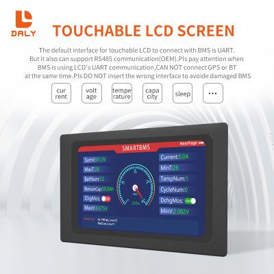 China Daly bms lifepo4 waterproof smart battery 3s-24s 30a-500a 12v-72v can bms lcd touch display screen accessories for sale