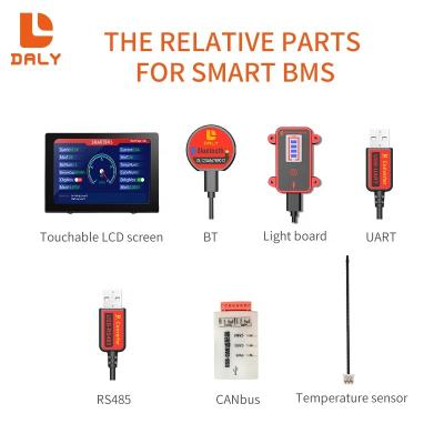 China FR-4 Daly bms UART BT RS485 smart light board bms 3s-24s 30a-500a 12v-72v active line function temperature control accessories for sale