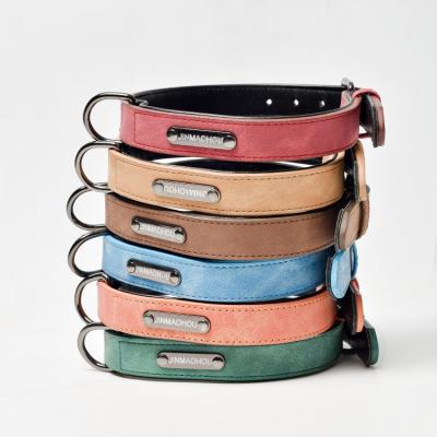 China New design factory viable pet supplies wholesales grind multiple adjustable collar dogs and cats collar in sandy leather for sale