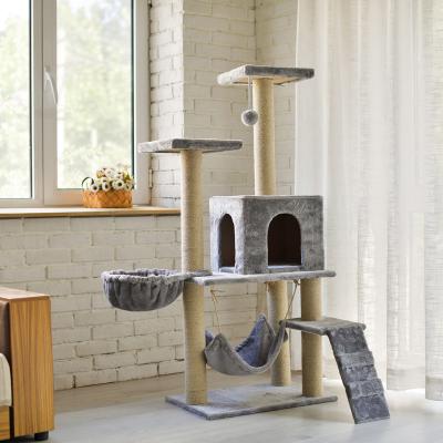 China Wholesale Viable Cat Wall Post Tree Wall Mounted Cat Sisal Shelf Toys Cat Climbing Frames for sale