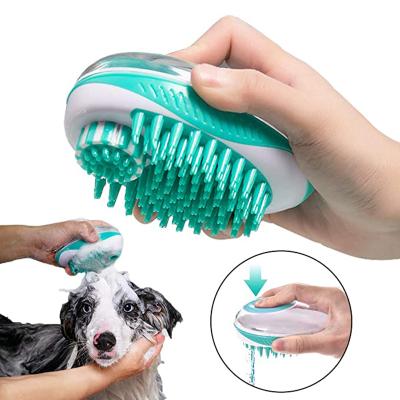 China Amazon Hot Stocked Silicone 2 in 1 Dog Cat Shower Brush Pet Grooming Massage Wash Bath Brush for sale