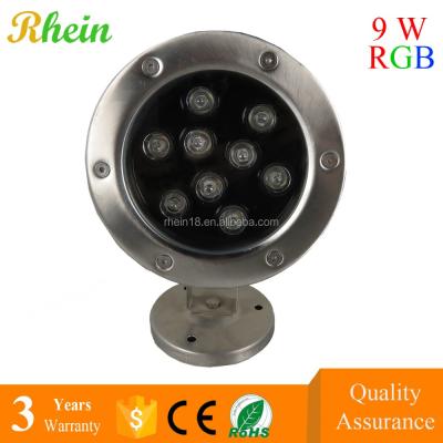 China Pool Fountain Aquarium Ect Spa Pool Villa Landscape High Power Recessed Stainless Steel IP68 Waterproof 9W 12V 24 Volt LED Underwater Light for sale