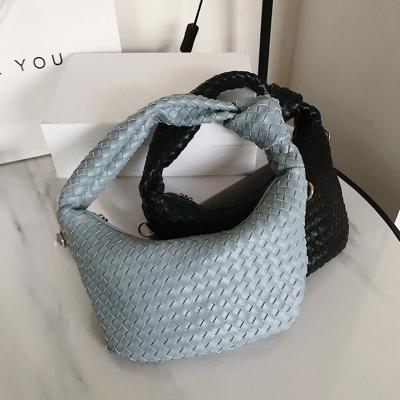 China Wholesale Leather Luxury Private Label PU Fashion Unique Woven Zipper Knot Purses Ladies Handbags for sale