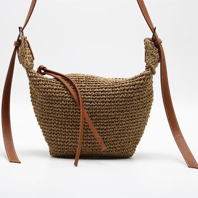 China 2020 Fashion Angedanlia Beach Sling Body Bag Straw Reusable Handmade Woven Cross Summer for sale