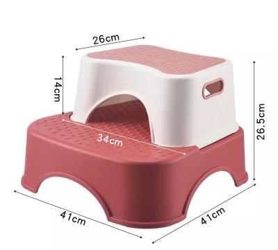 China Hot Selling Portability Plastic Sturdy Anti-Slip Double Toddler Plastic Step Stool for sale